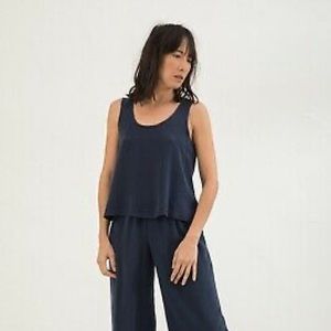 Elizabeth Suzann Ella navy silk crepe tank small